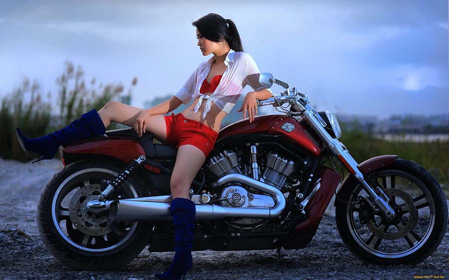 Beautiful girls and motorcycles in Honiara