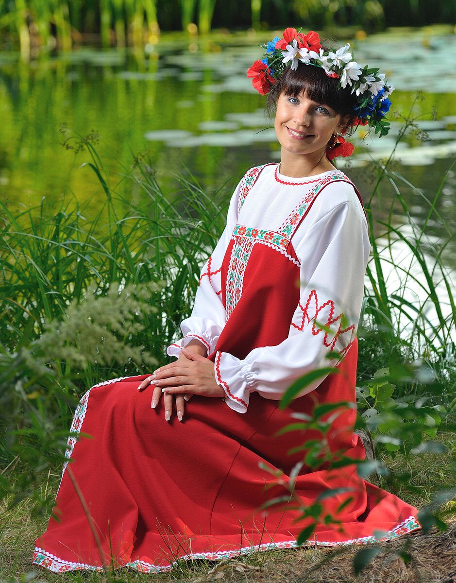 Beautiful girl Girls in Slavic costumes in Honiara
